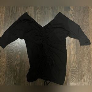 Vintage Y2K Gap V Neck Women’s Black Top Ruched Ruching Cinched Waist — small